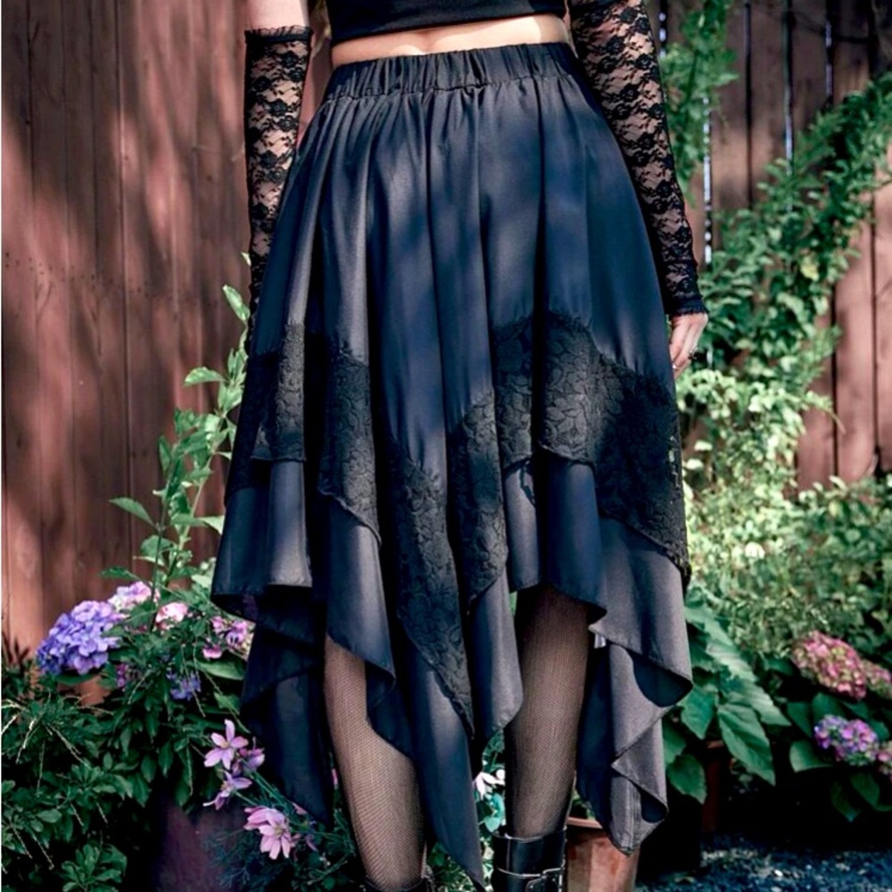 Goth Asymmetrical lace skirt